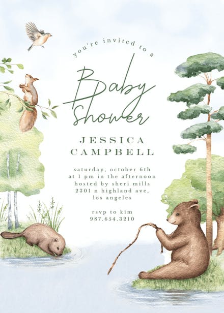 By the lake - baby shower invitation