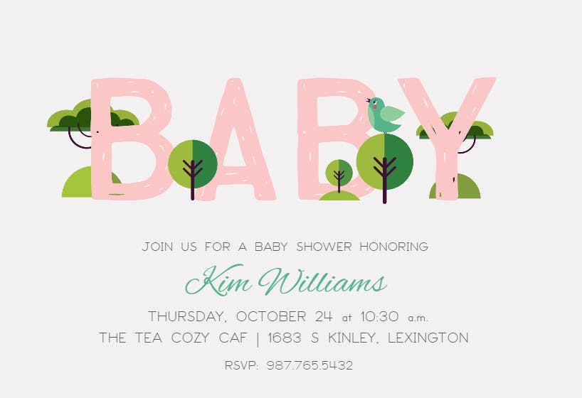 Calm nature -  invitación para baby shower de bebé niña gratis