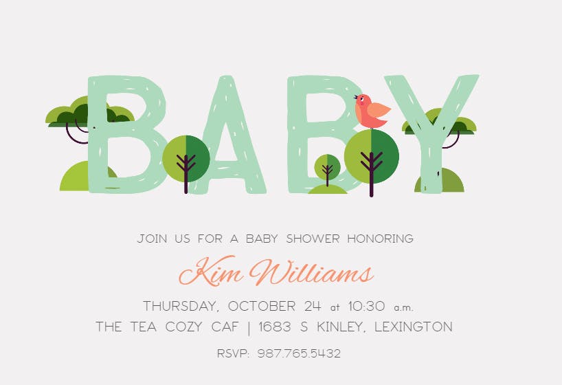 Calm nature -  invitación para baby shower de bebé niña gratis