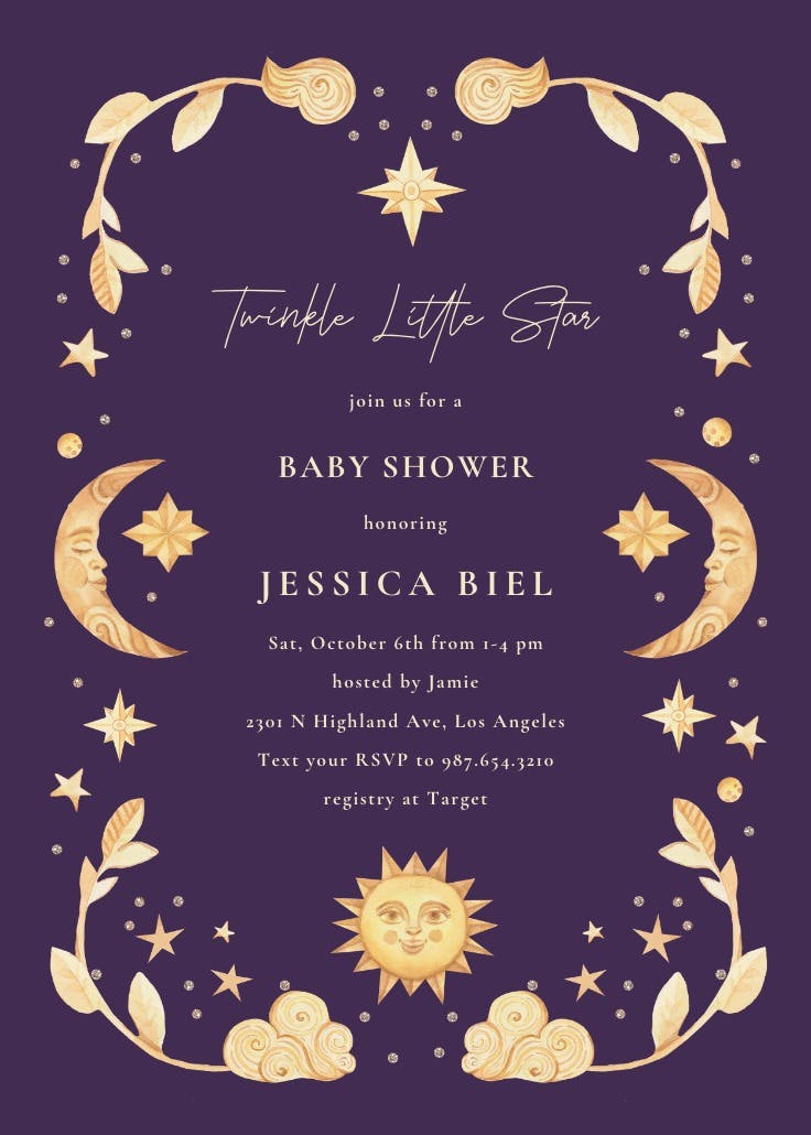 Celestial trip - baby shower invitation