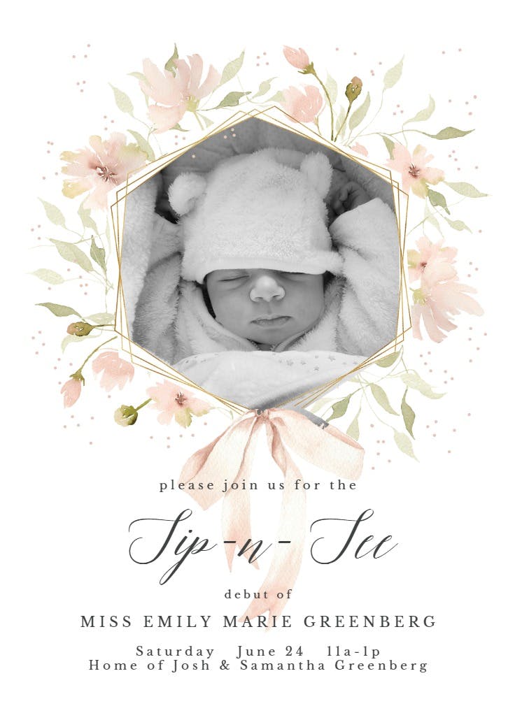 Center focus - baby shower invitation