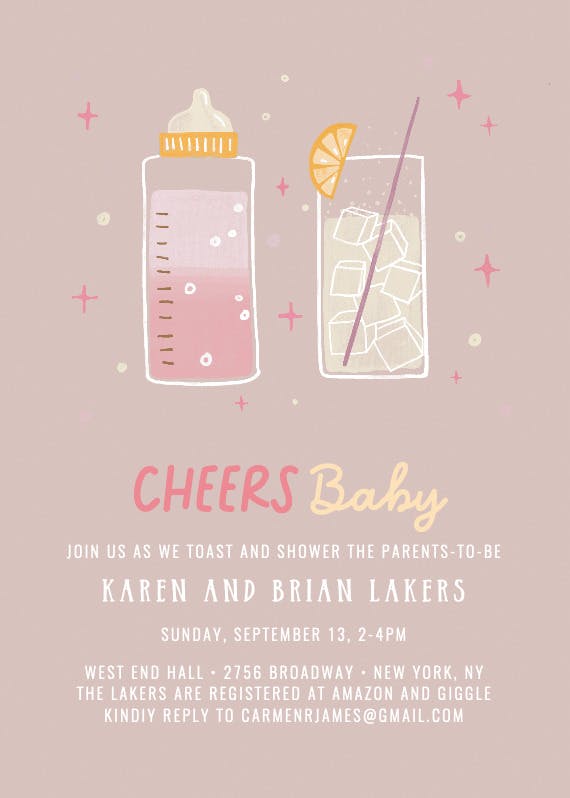 Cheers - baby shower invitation