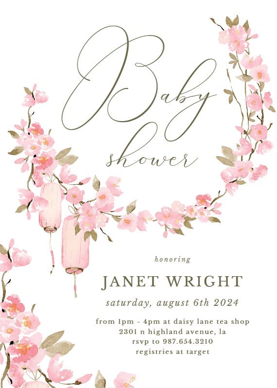 Cherry blossom - baby shower invitation