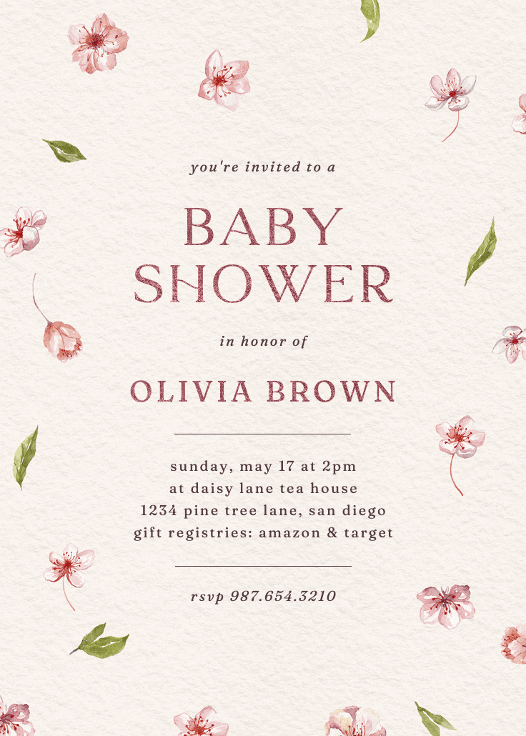 Cherry blossoms - baby shower invitation