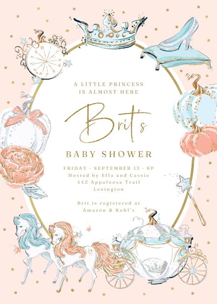 Cinderella carriage - baby shower invitation