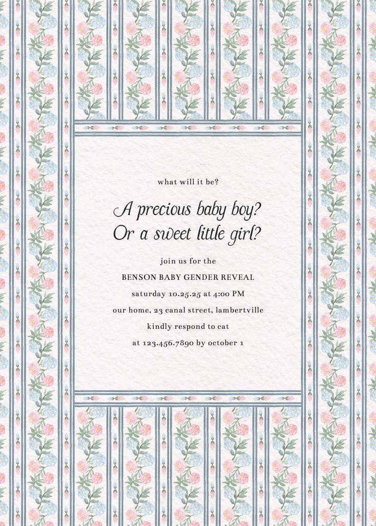 Climbing blooms patterned - party invitation