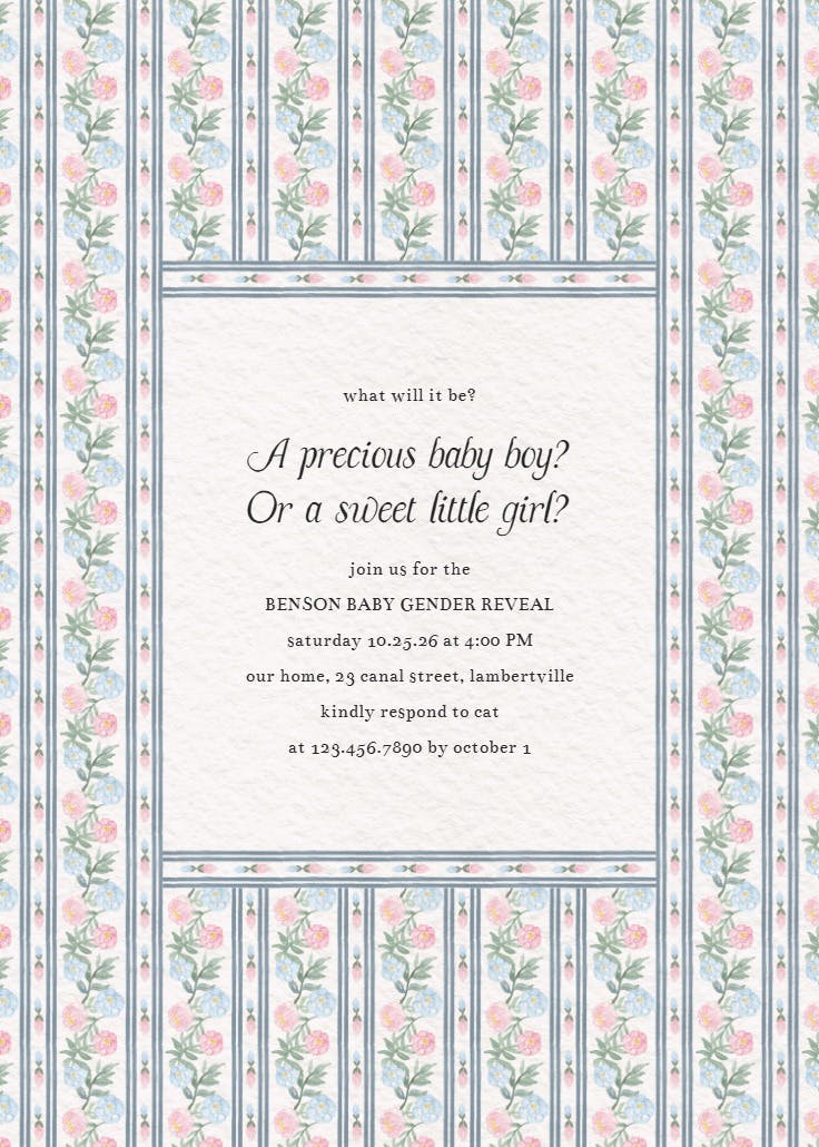 Climbing blooms patterned - invitation