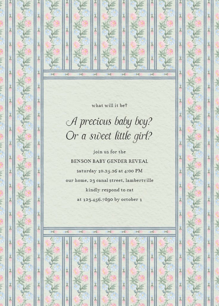 Climbing blooms patterned - printable party invitation