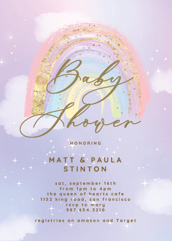 Colorful sky -  invitación para baby shower
