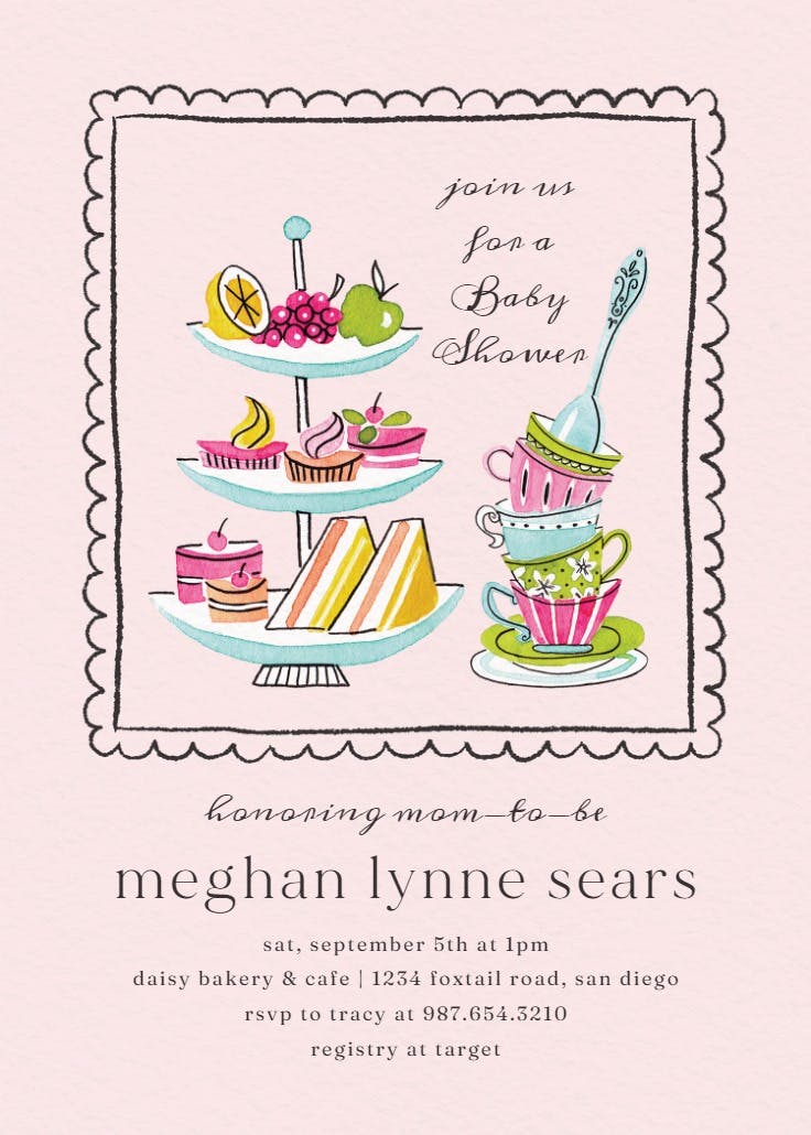 Colorful teatime - baby shower invitation