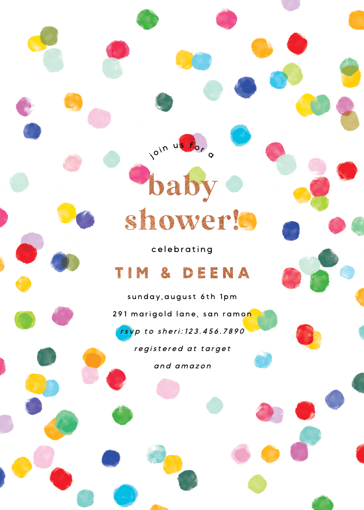Confetti party - baby shower invitation