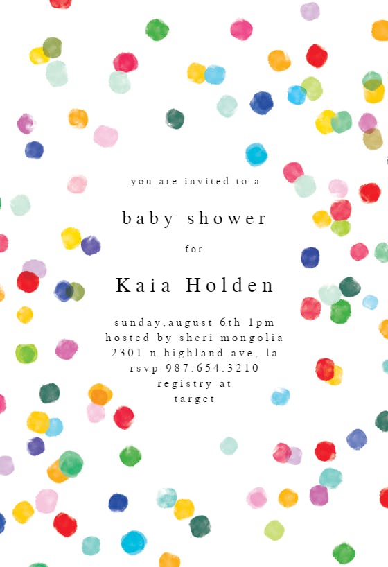 Confetti party -  invitación para bebé espolvorear