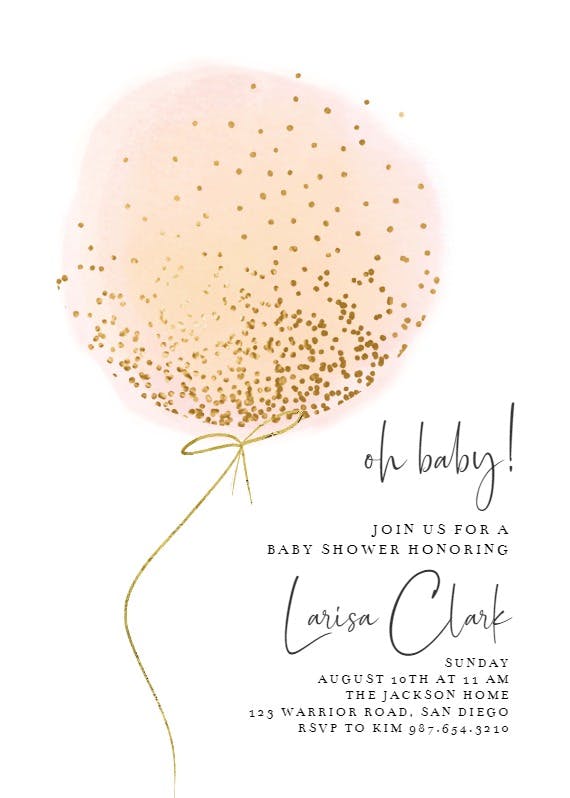 Cotton candy balloon -  invitación para baby shower de bebé niño