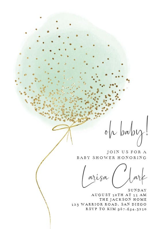 Cotton candy balloon - baby shower invitation