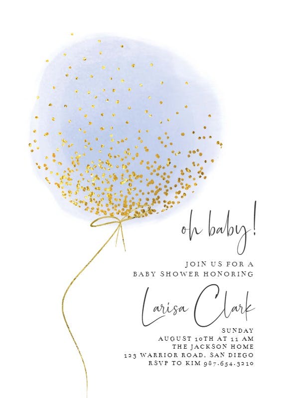 Cotton candy balloon - baby shower invitation