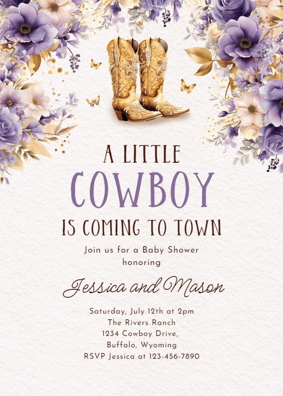 Cowboy like me -  invitación para baby shower