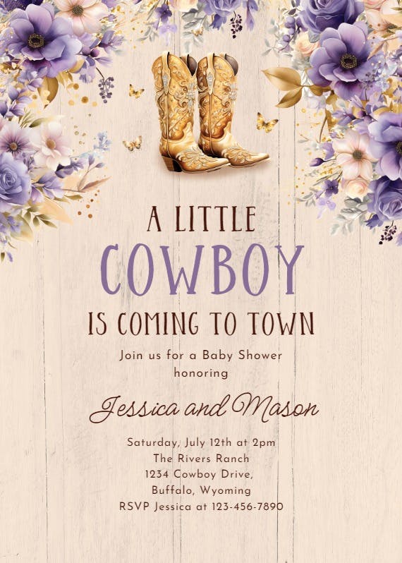 Cowboy like me -  invitación para baby shower