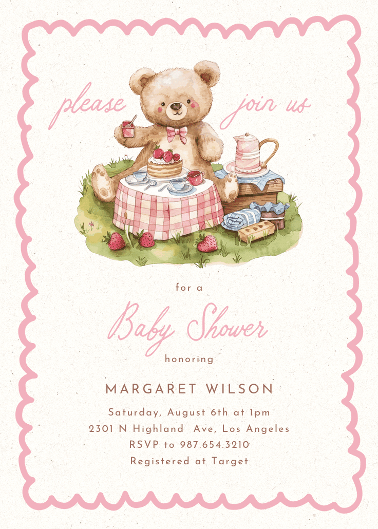 Cozy bear - baby shower invitation