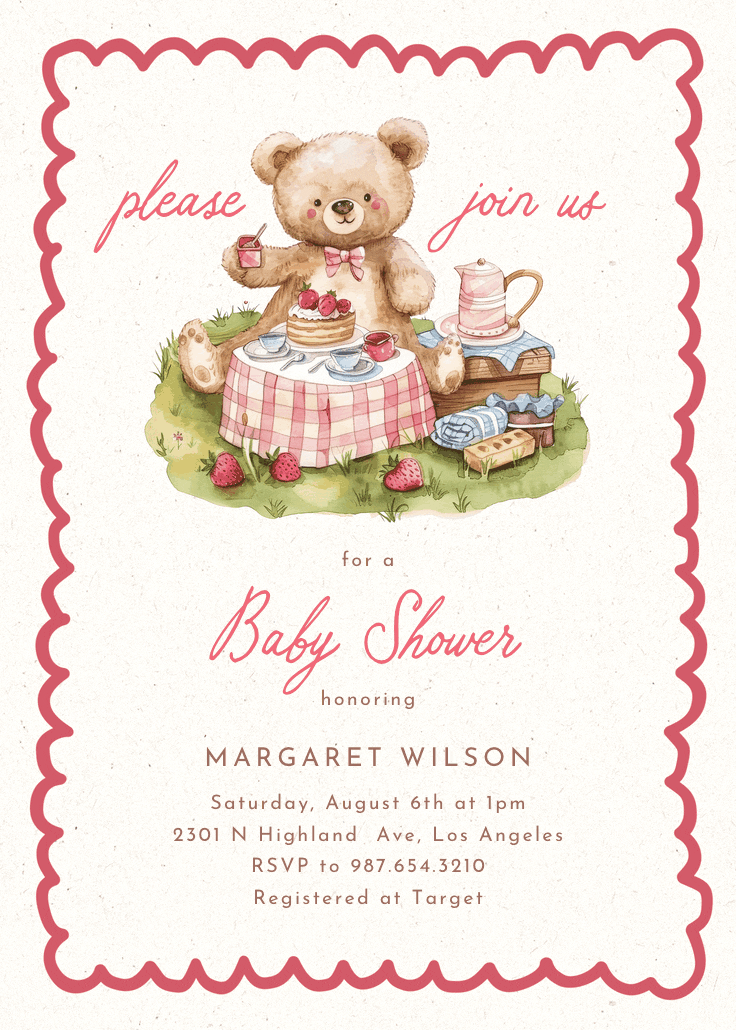 Cozy bear - baby shower invitation