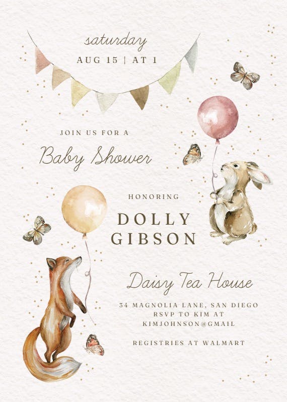 Critter celebration -  invitación para baby shower