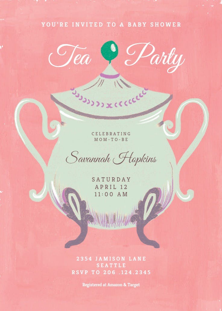 Cups and saucers baby shower - printable party invitation