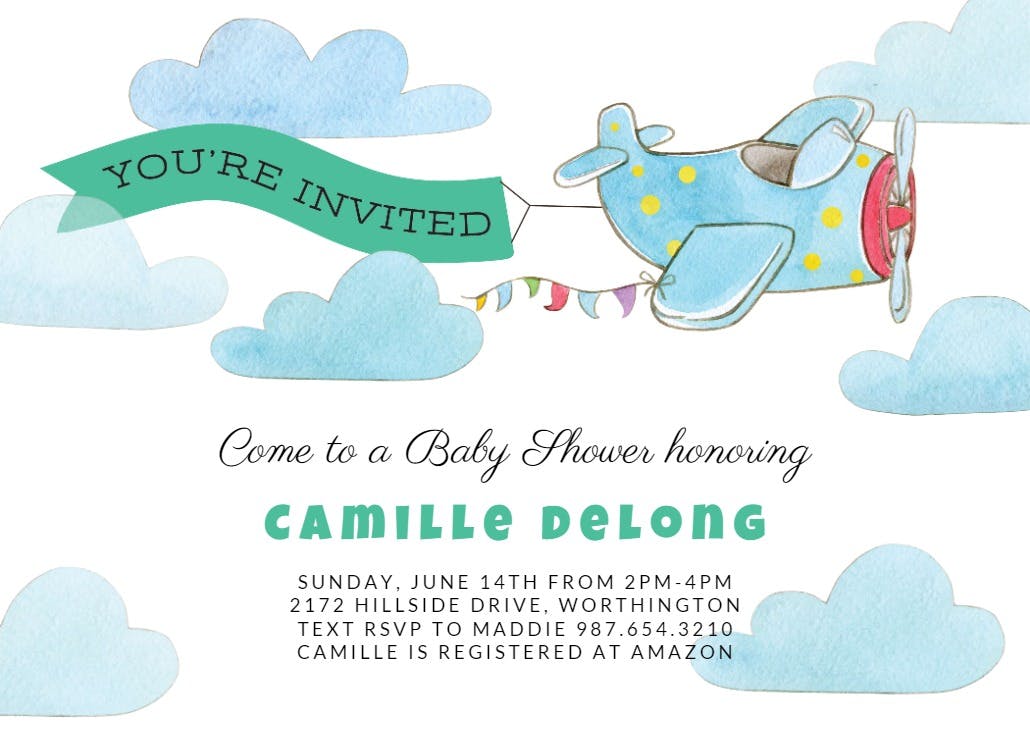 Cute airplane - invitación para fiesta