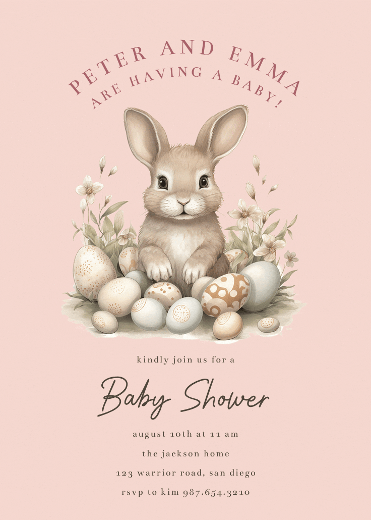 Cute bunny - baby shower invitation