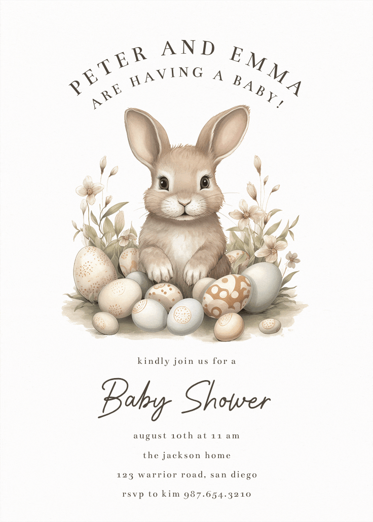 Cute bunny - printable party invitation
