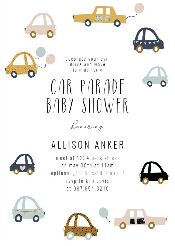 Cute cars - baby shower invitation
