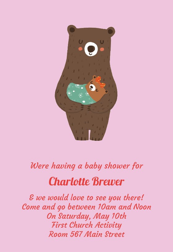 Cute cub -  invitación para baby shower