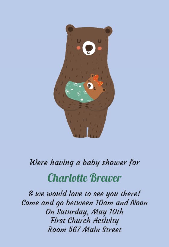 Cute cub -  invitación para baby shower