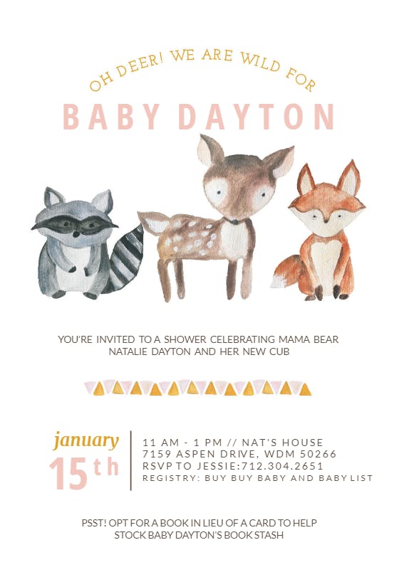 Cute cubs -  invitación para baby shower de bebé niña gratis