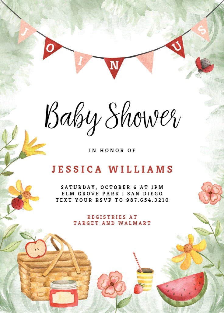 Cute picnic - baby shower invitation