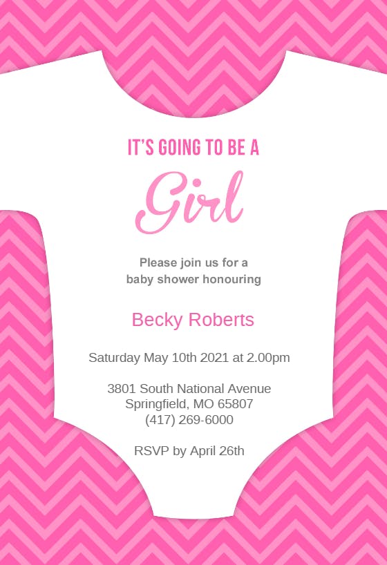 Cute pink stripes -  invitación para baby shower