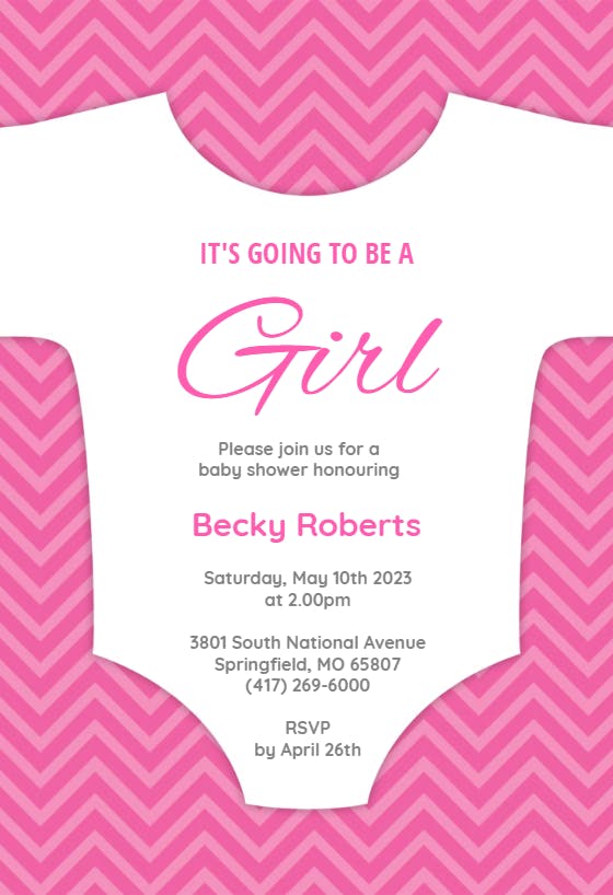 Cute pink stripes - baby shower invitation