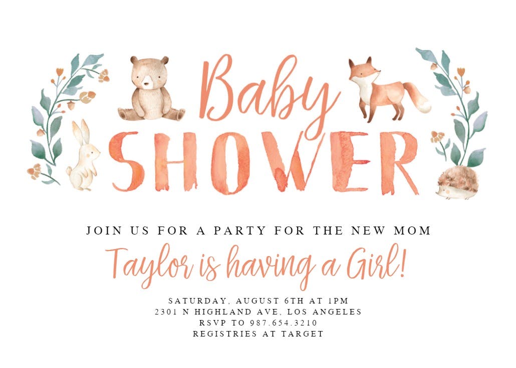 Cute watercolor letters - baby shower invitation