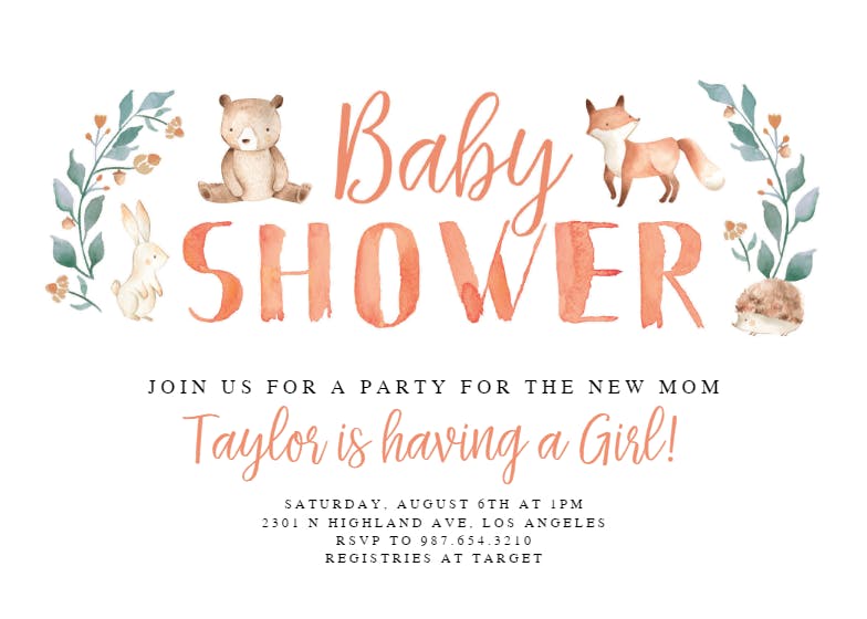 Cute watercolor letters - baby shower invitation