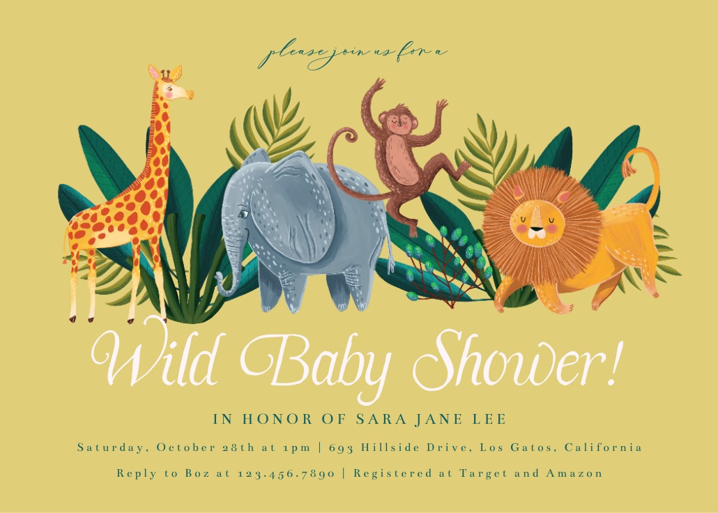 Cutest safari Baby shower invitation Template (Free) Greetings Island