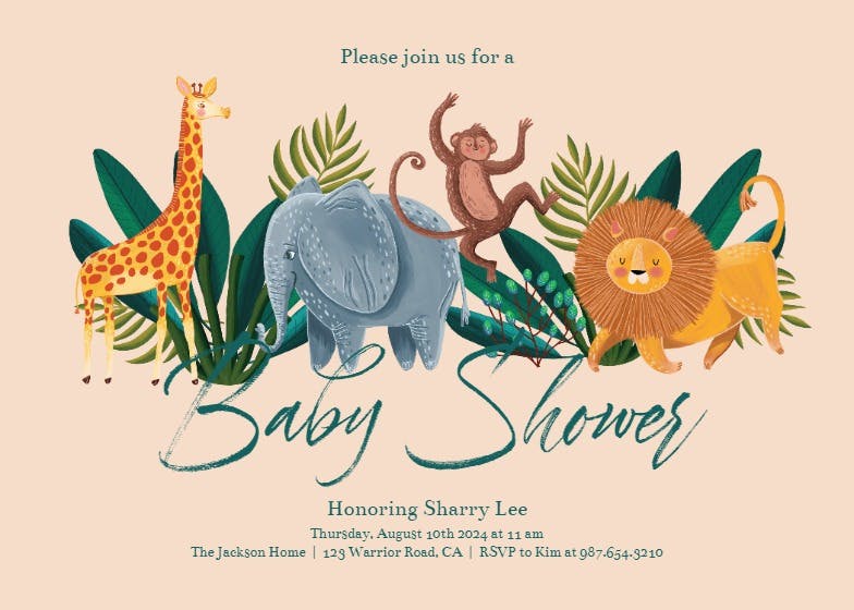 Cutest safari -  invitación para baby shower