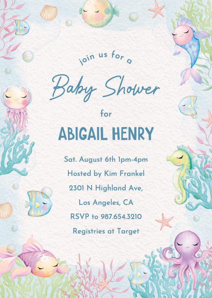 Cutie fins -  invitación para baby shower