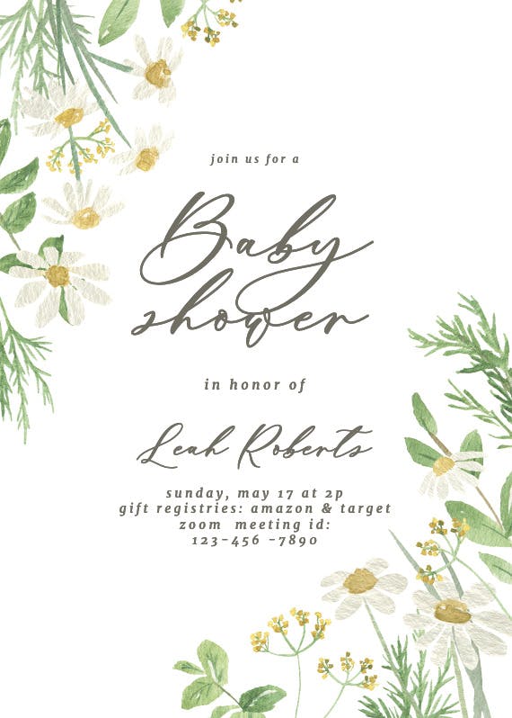 Daisy bouquet - baby shower invitation