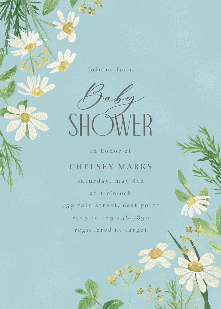 Daisy bouquet -  invitación para baby shower