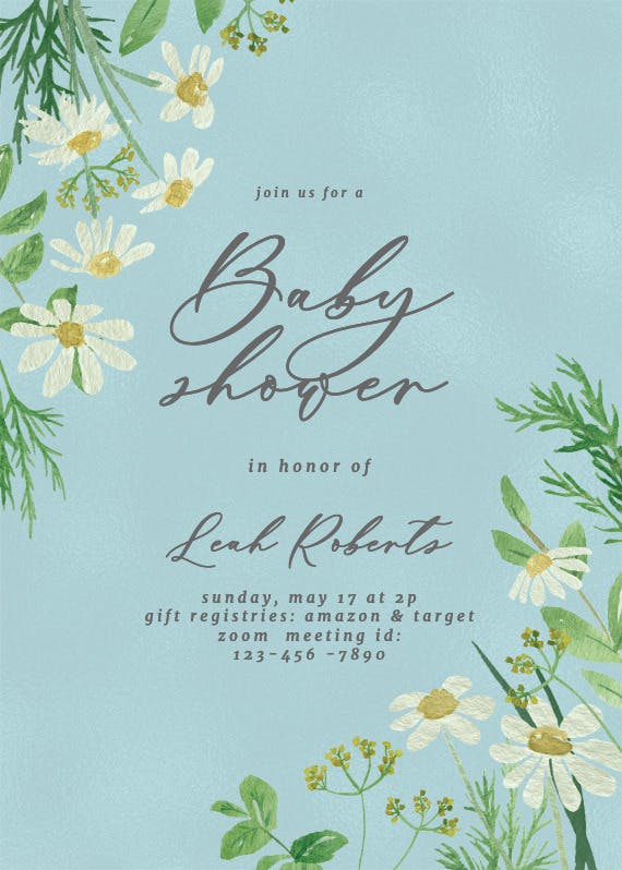 Daisy bouquet -  invitación para baby shower