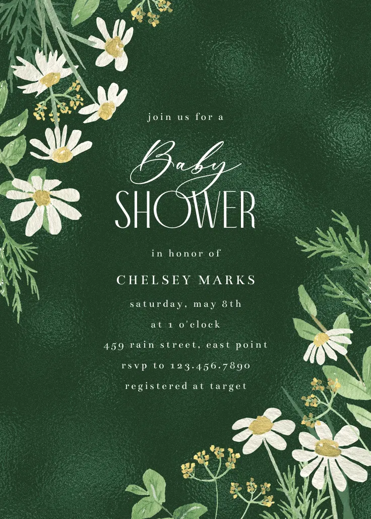 Daisy bouquet - thiệp mời baby shower
