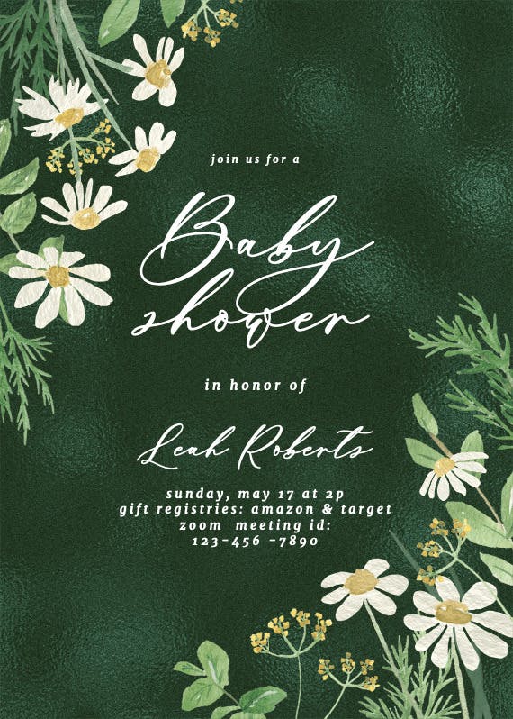 Daisy bouquet -  invitación para baby shower