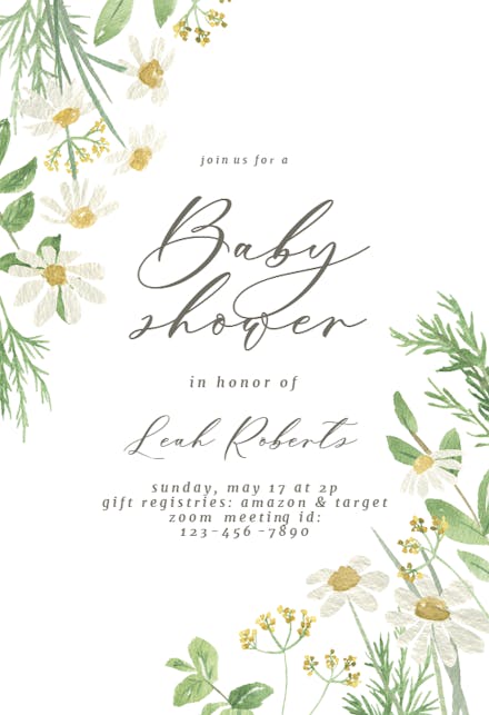 Daisy Bouquet - Baby Shower Invitation