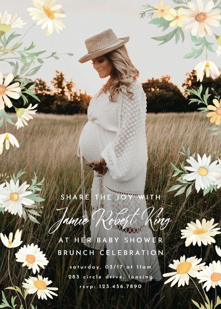 Daisy frame - baby shower invitation