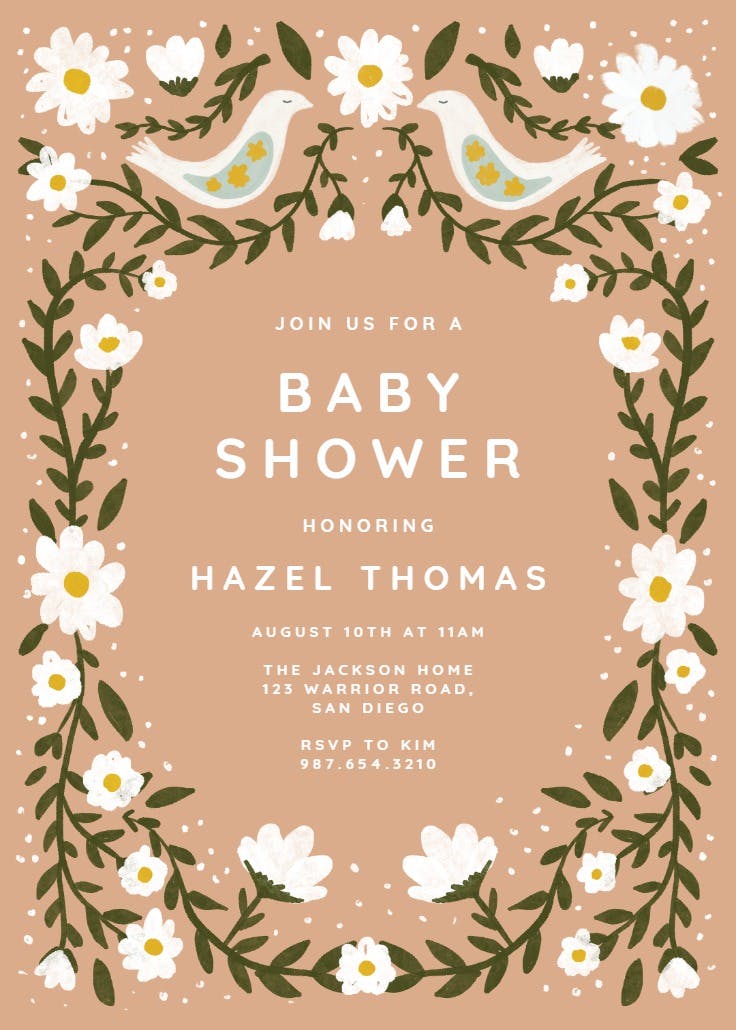 Daisy frame - baby shower invitation