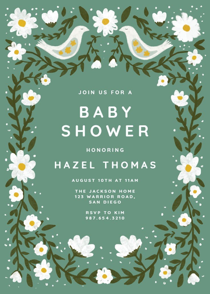 Daisy frame - baby shower invitation