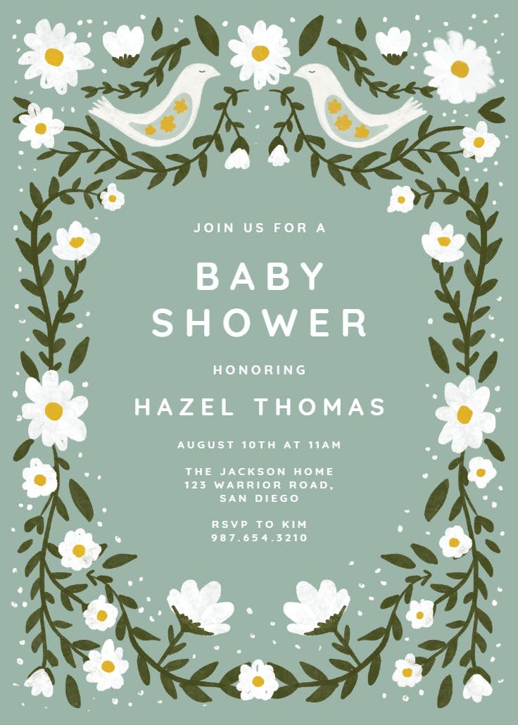 Daisy frame - baby shower invitation